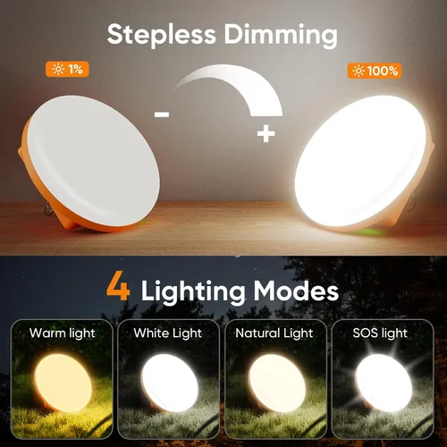 Vista 2 de Eventek Luces de campamento de 12000 mAh, linterna LED ultra brillante con 4 modos y magnética, IPX5 impermeable, recargable, luces de tienda