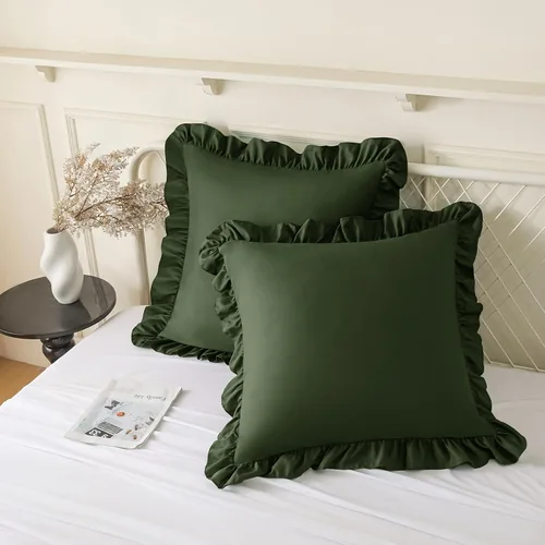 Vista 34 de KKJIAF Paquete de 2 fundas de almohada con volantes de 18 x 18 pulgadas
