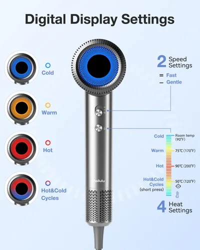 Vista 6 de Secador de pelo, secador de pelo iónico de alta velocidad de bajo ruido con motor de 160000 RPM para secado rápido, secador de pelo portátil