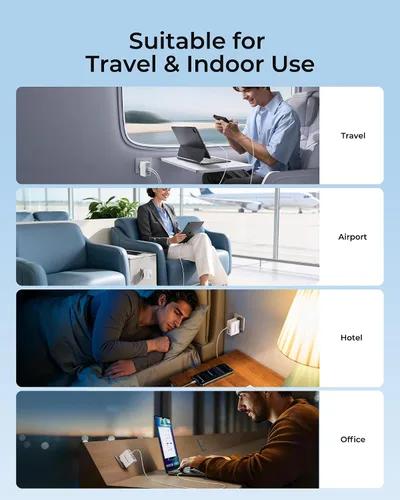 Vista 8 de LENCENT Cargador de pared USB múltiple, [22W/4.4A] Adaptador de corriente de viaje USB de 4 puertos, cargador de teléfono celular todo en uno