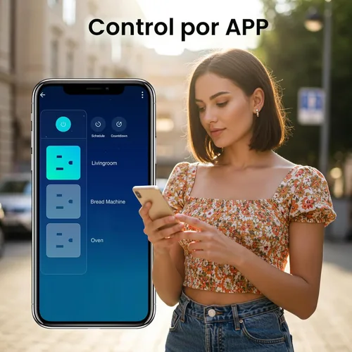 Vista 4 de GHome Smart Regleta de alimentación con 3 salidas WiFi y 3 puertos USB, protector de sobretensiones inteligente con certificación ETL, funciona