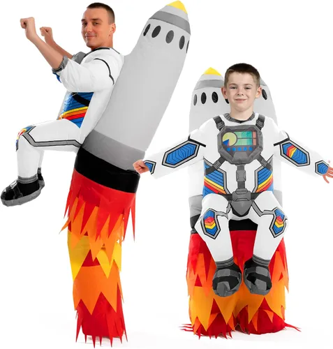 Vista 3 de Spooktacular Creations - Disfraz inflable de astronauta para niños y Blanco