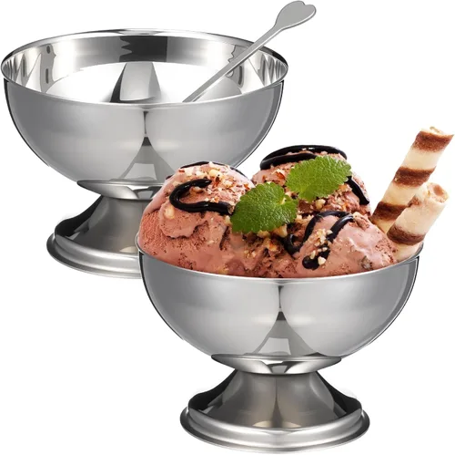 Vista 10 de STOBAZA Taza de ensalada de diseño único 1pc Frutas Tazón Postre Tazón Helado Platos para Boda Cumpleaños Simple Generous Style, Silver Finish