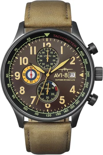 Vista 15 de Reloj analógico AV-4011 Hawker Hurricane, con mecanismo de cuarzo japonés, con correa de piel, de AVI-8