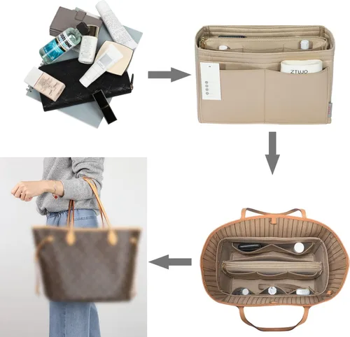 Vista 7 de ZTUJO Organizador de bolso, organizador de bolsa de fieltro con cremallera de metal, bolso y moldeador de bolso, para Speedy Neverfull Tote, 7