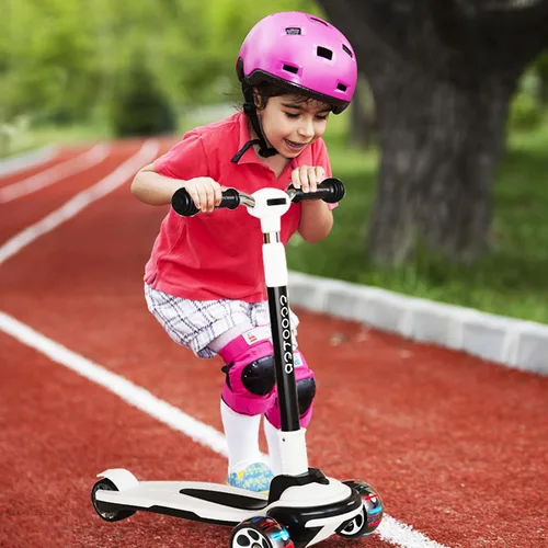 Vista 6 de Patinete plegable para niños de 3 a 12 años, 5 alturas ajustables con 3 ruedas de luz LED, actividades al aire libre para niños y niñas, carga