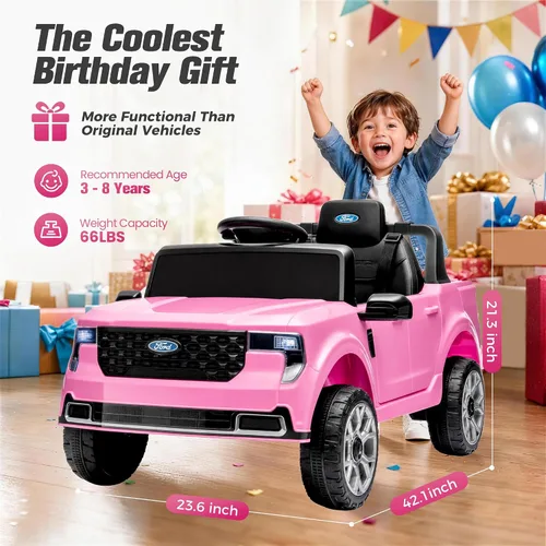 Vista 9 de Camión pickup Ford Maverick Lariat 24V con licencia 2026 para niños Rosa flamenco