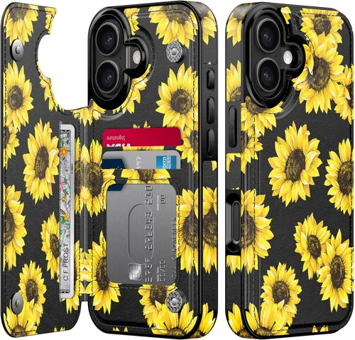 Vista 267 de LETO para iPhone 15 Pro Funda tipo cartera - Tapa tipo folio con patada - Diseños de moda - Tarjetero - Funda protectora para mujeres y niñas - 6.1