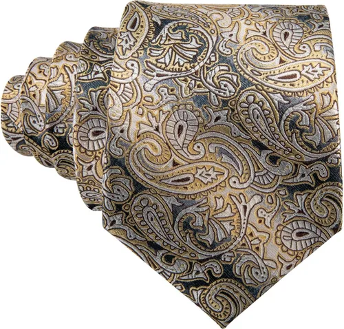 Vista 4 de Barry.Wang Conjunto de corbata de seda para hombre, diseño abstracto, corbata, bolsillo, cuadrado, gemelos, boda, fiesta, formal