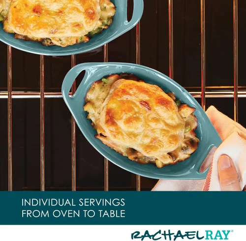 Vista 5 de Rachael Ray Ceramics - Juego de gratin ovalado, dos piezas de 355 ml, color azul agave