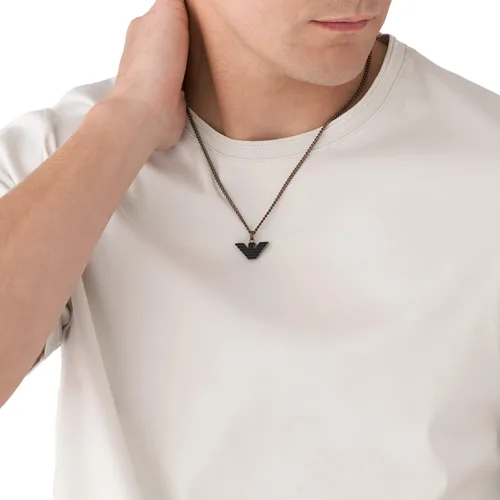 Vista 3 de Emporio Armani Collar con colgante de acero inoxidable marrón y negro para hombre modelo EGS2935200 Metal no precioso No es una piedra preciosa