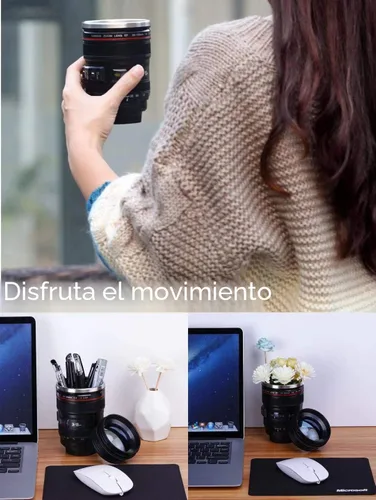 Vista 5 de Taza de café con diseño de lente de cámara Chasing Y, taza con forma de lente de cámara, divertidas tazas de café con lente de cámara de acero