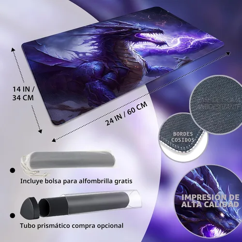 Vista 2 de FROGIGO Alfombra personalizada de 24" x 14" antideslizante con bolsa para alfombra - Zona de juego imprimible y borde cosido opcional, cualquier