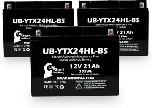 Vista 2 de Paquete de 3 baterías de repuesto UB-YTX24HL-BS para moto de nieve Arctic Cat King Cat 900 500 CC 2005, activadas de fábrica, sin mantenimiento