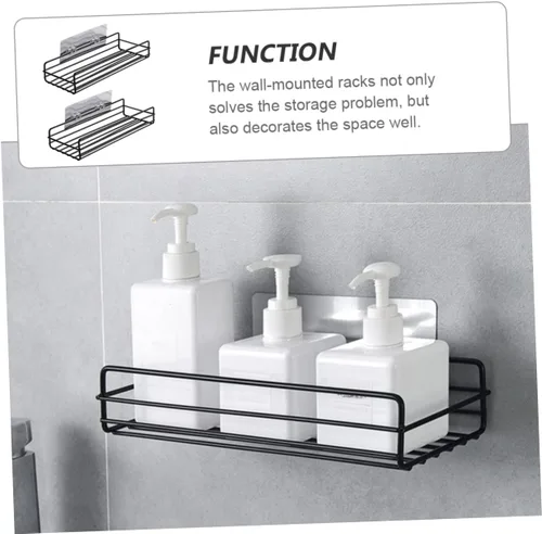 Vista 4 de Levemolo 2 estantes organizadores para platos adhesivos, cepillos de champú, soportes inoxidables, estantes para ducha, granja, freguero, negro