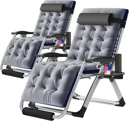 Vista 15 de Slsy Silla de gravedad cero, silla reclinable de salón con cojín y bandeja removibles para interior y exterior, silla reclinable plegable para patio
