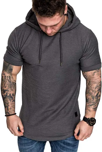 Vista 3 de Lexiart Sudadera deportiva con capucha para hombre, color liso, forro polar