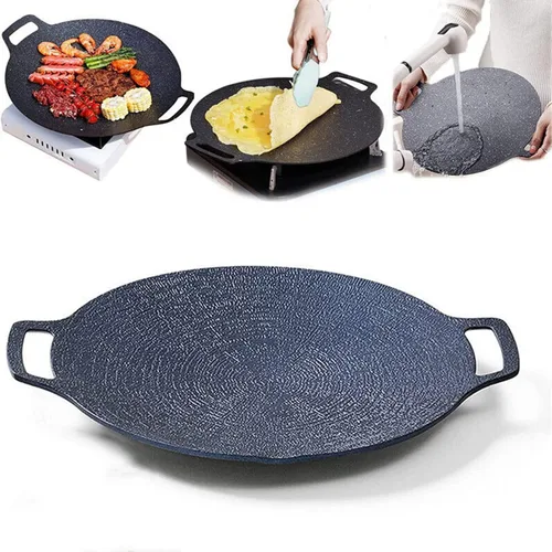 Vista 8 de Sartén antiadherente multifuncional de piedra médica, sartén coreana para barbacoa, compatible con inducción, estufa de gas, estufa eléctrica