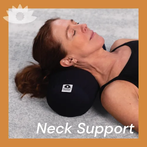 Vista 3 de Alforfón de cuello de trigo sarraceno, rollo cervical para dormir, ideal para usar como almohada corporal o en tu práctica de yoga (negro)