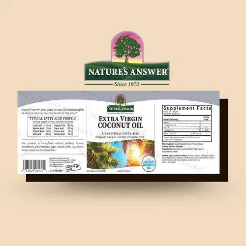 Vista 2 de Nature's Answer Aceite de coco extra virgen en cápsulas blandas de aceite de coco orgánico multiusos, sin OMG, ideal para cabello y piel, hidratante