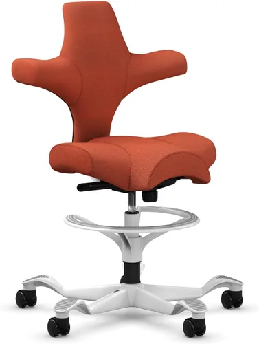 Vista 67 de HAG Capisco Sit to Stand - Silla de pie con marco blanco, tapizado, color rosa rubor Pink Blush