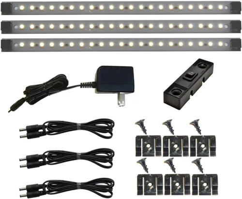 Vista 5 de Inspired LED Iluminación LED para debajo del gabinete Pro Series 21 LED Deluxe Kit 3 paneles de luz 3000 Kelvin Iluminación bajo gabinete Blanco