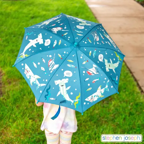 Vista 8 de Stephen Joseph Kids' Color Changing Wet Dry Umbrella, Water reacting, Pinch Free Umbrellas for Rain Children's Umbrella, BUTTERFLY, 23"X29