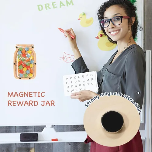 Vista 6 de Tarro de recompensa magnético personalizado con estrellas, tarro de recompensa para el aula para niños, tabla de comportamiento del sistema