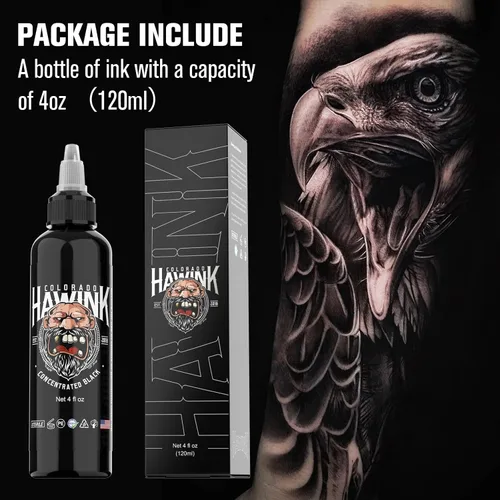 Vista 3 de HAWINK Tinta negra del tatuaje 4oz (4.1 fl oz) del pigmento amistoso suministros concentrado negro ti203-120-002