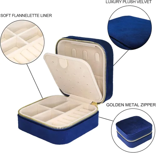 Vista 2 de DAIJAVU Organizador de joyas de viaje pequeño y ligero multifuncional ganchos para collares soportes para aretes anillos gemelos ranuras