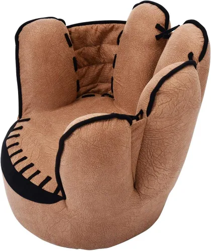 Vista 9 de Costzon Sofá para niños con estructura de madera maciza y diseño de guante de béisbol, sillón para niños para sala de juegos, guardería, jardín