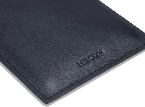 Vista 6 de HISCOW Funda minimalista para pasaporte - Piel de becerro italiana, Negro -, Minimalista