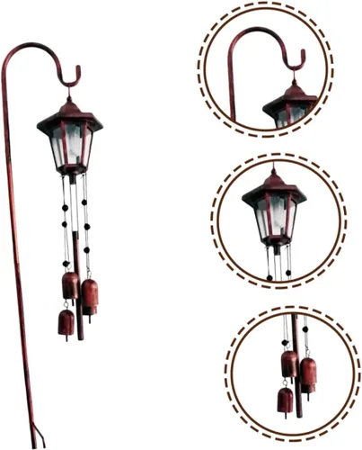 Vista 7 de Uonlytech Solar viento carillón luz jardín estaca luces solares lámpara decorativa al aire libre