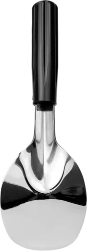 Vista 3 de Cuchara de pala para helado con mango negro sin doblar, acero inoxidable resistente, perfecta para recoger y servir golosinas congeladas