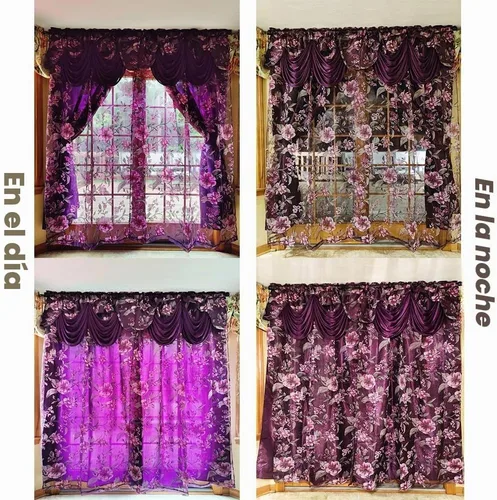 Vista 9 de GOHD Roman Romance. Panel de cortina de organza impresa quemada con cenefa adjunta y respaldo de tafetán