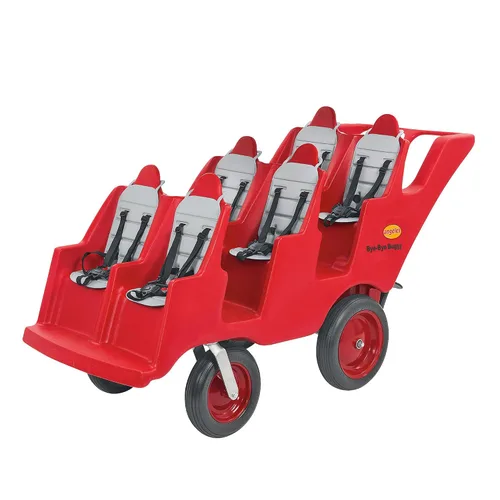 Vista 9 de Children's Factory Cochecito de 4 Pasajeros con Llantas "Fat Tire" que Nunca se Desinflan Bye-Bye Buggy, Cochecito Rojo para Múltiples Pasajeros