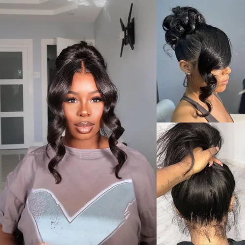 Vista 12 de Pelucas de Encaje Frontal 360 Cabello Humano Densidad 220% Correas Ocultas Ondas del Cuerpo Pelucas de Encaje Frontal HD con Cordón Pelucas
