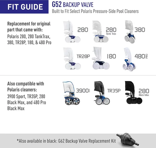 Vista 5 de Polaris G52 Válvula de repuesto para aspiradora 180/280/380/480 G-52 original, N/A, Blanco