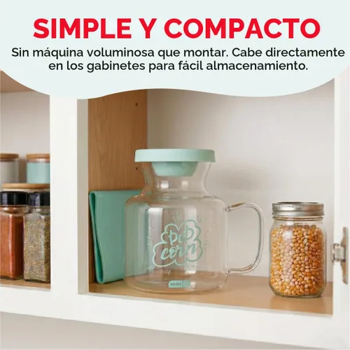Vista 6 de Dash Palomitas de maíz para microondas, práctica máquina para hacer palomitas de maíz con tapa de silicona para derretir mantequilla, fácil de usar