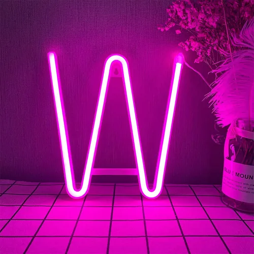 Vista 29 de Letras de neón rosadas, letreros LED que funcionan con pilas, luces LED del alfabeto, letrero de marquesina, letras decorativas de marquesina, luces