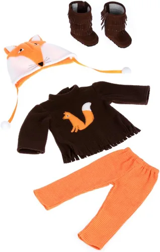 Vista 3 de Foxy - Ropa para muñecas de 18 pulgadas, traje de 4 piezas, sombrero, blusa, leggings y botas. (Doll no incluido)