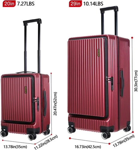 Vista 8 de S Unite Star 20 Inch Carry On Luggage with Front Laptop Pocket, Lightweight Hardshell ABS+PC+Aluminum Frame Suitcase with TSA Lock, 360 Spinner