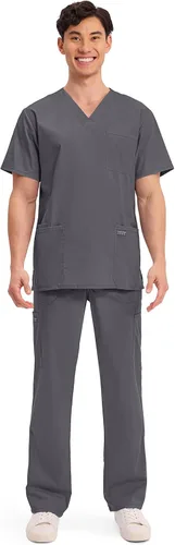 Vista 33 de Cherokee WW Professionals WW695 - Camisa de uniforme sanitario para hombre, con cuello en V