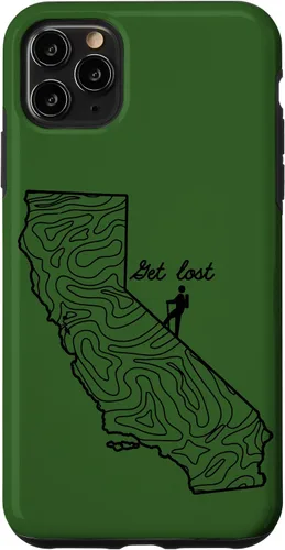 Vista 11 de Funda para iPhone 14 Vintage Hike California Topo Map Senderismo Get Lost Hiker