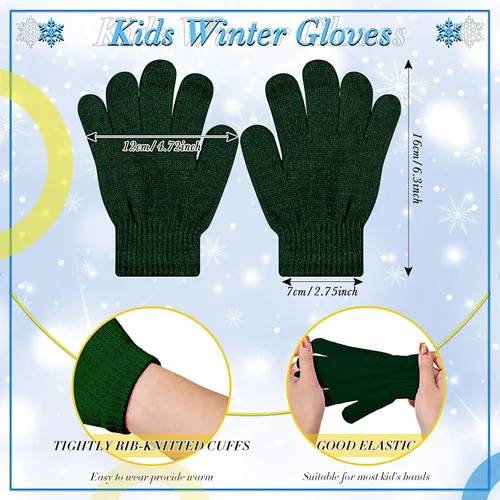 Vista 2 de Handepo 60 unidades de gorro y guantes de invierno para niños, sombreros de punto a granel, guantes cálidos unisex para clima frío, regalos