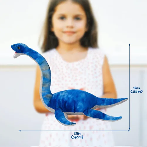Vista 7 de AULUDA Peluche de Plesiosaurus, dinosaurio de peluche para lanzar, muñeco de almohada de peluche suave y amigable azul, cojín para abrazar - Regalo