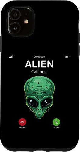 Vista 5 de iPhone 14 Alien Is Calling Funny Alien Humor OVNI Prank Teléfono Call Case