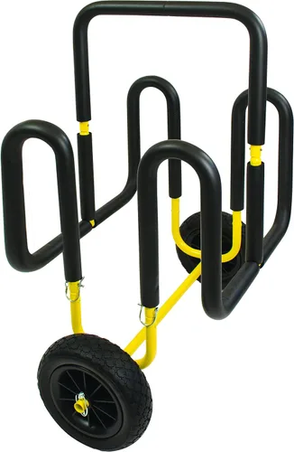 Vista 3 de Suspenz Carrito de transporte doble SUP con ruedas sin aire, transportador/carrito para 2 tablas de remo de pie y tablas de surf, amarillo (22-9934)