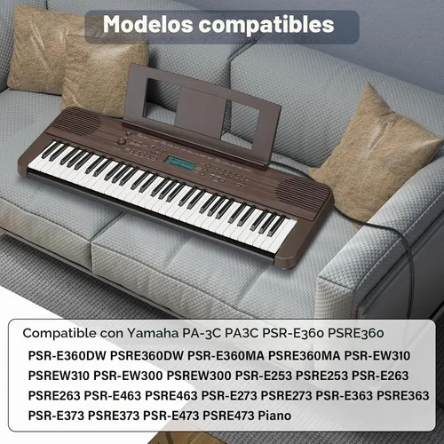Vista 2 de Cargador para piano Yamaha PA-3C PSR-E360 PSR-E360MA PSR-EW310 PSR-E253 UL