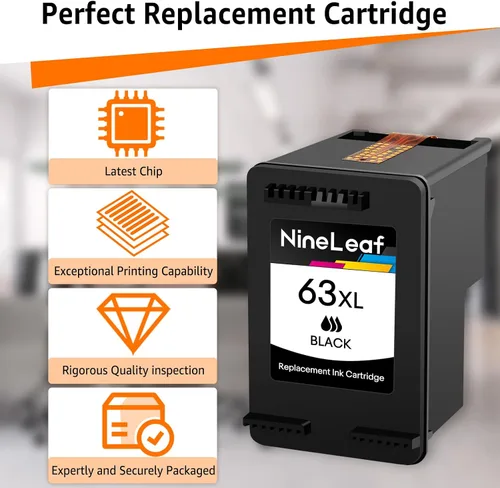 Vista 4 de NineLeaf Cartuchos de tinta remanufacturados de nueva generación de alto rendimiento compatibles con HP 63XL 63 XL Envy 4512 4520 DeskJet 3632 2130
